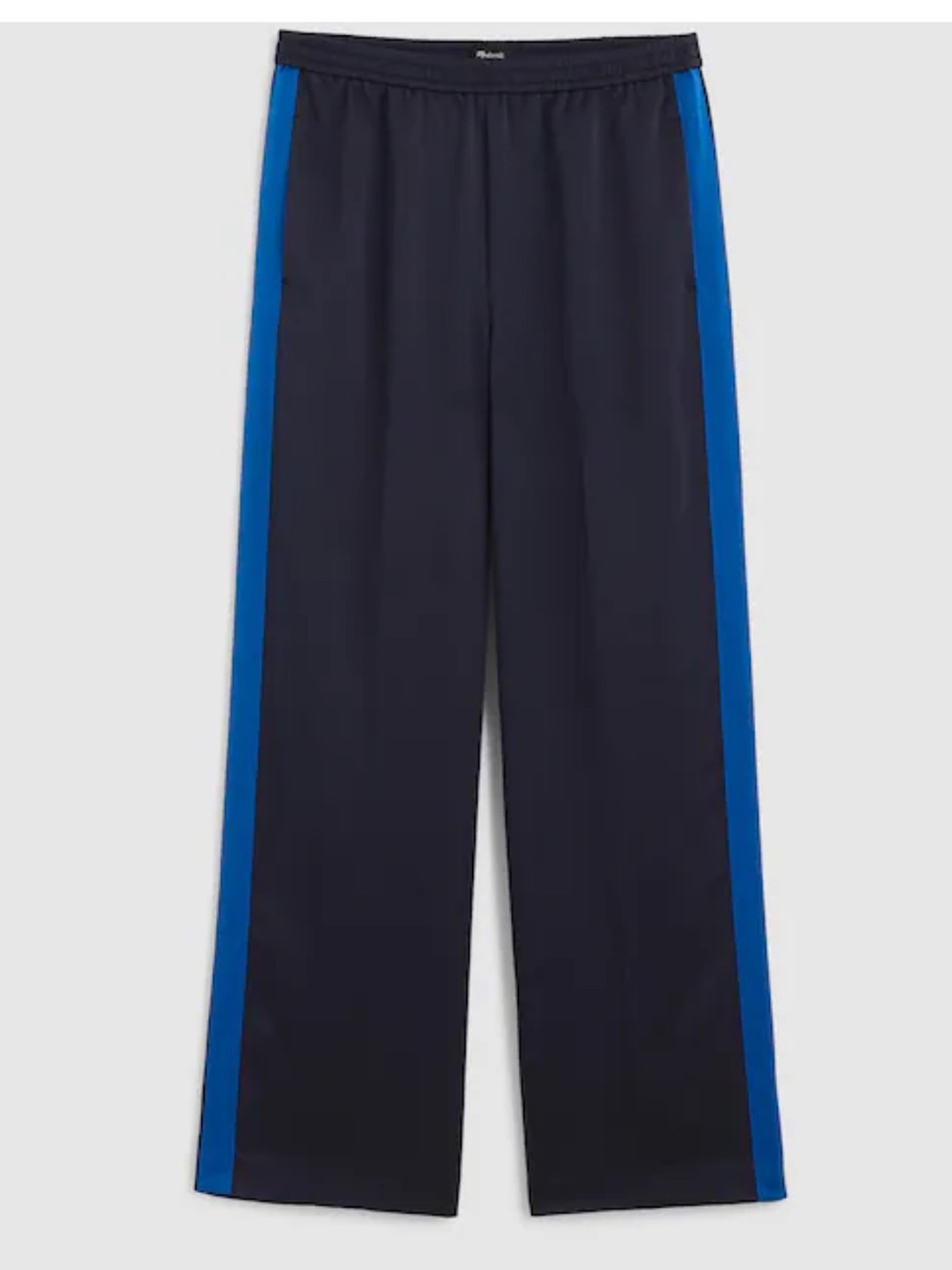 MADEWELL easy pull on wide leg track pants in satin